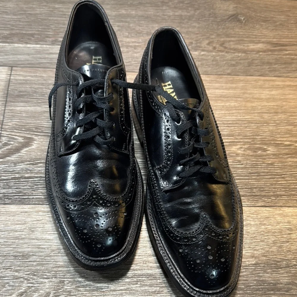 Hanover Black Leather Men's Dress Shoes men’s size 8 (s43)